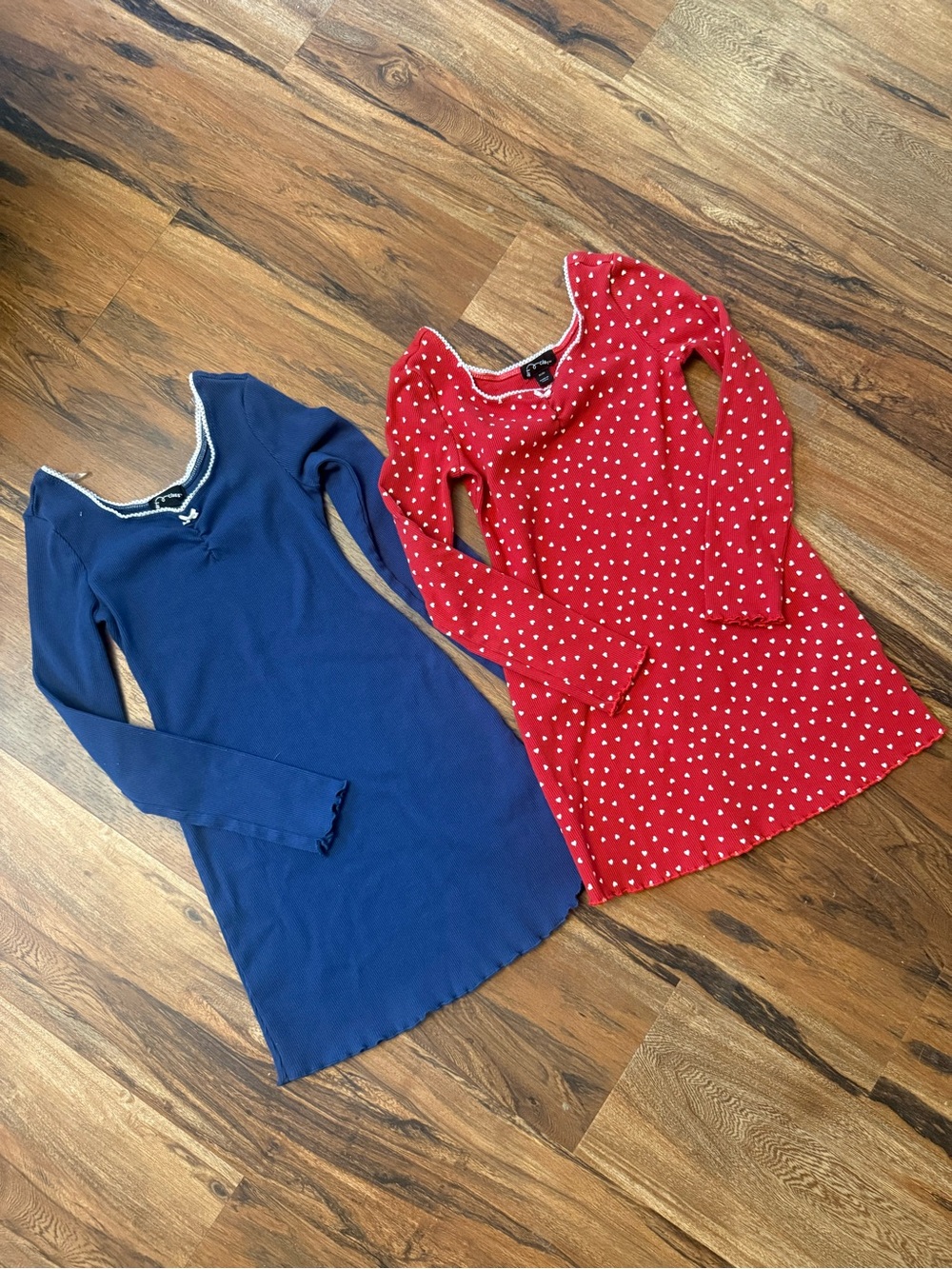 art class Red Heart Print & Navy Long Sleeve Casual Dresses